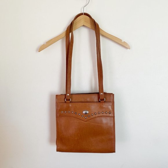 American West Handbags - American West Leather Purse Shoulder Tote Bag Cognac Brown